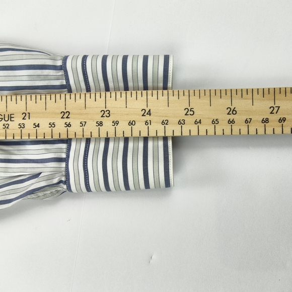 Salvatore Ferragamo Italy Luxury Striped Dress Shirt Blue & White Classic - Picture 9 of 13
